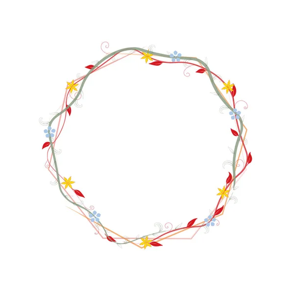 Branches Avec Feuilles Fleurs Sur Fond Blanc Cadre Pour Décorations — Image vectorielle