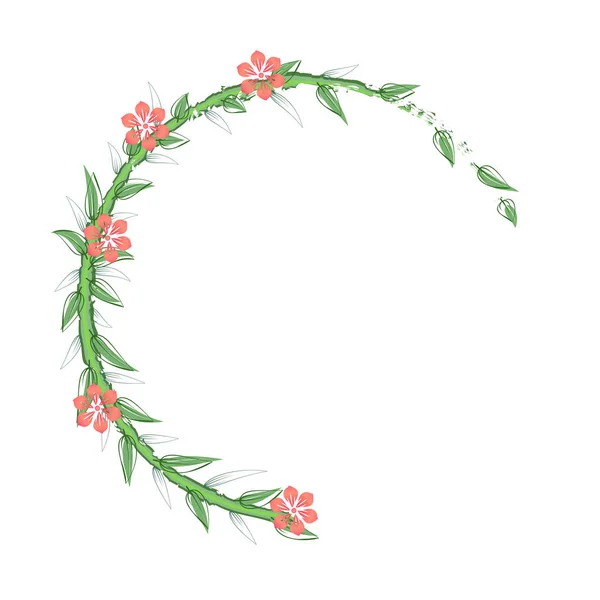 Κλαδιά Φύλλα Και Λουλούδια Λευκό Φόντο Κορνίζα Για Κάρτες Διακοσμήσεις — Διανυσματικό Αρχείο
