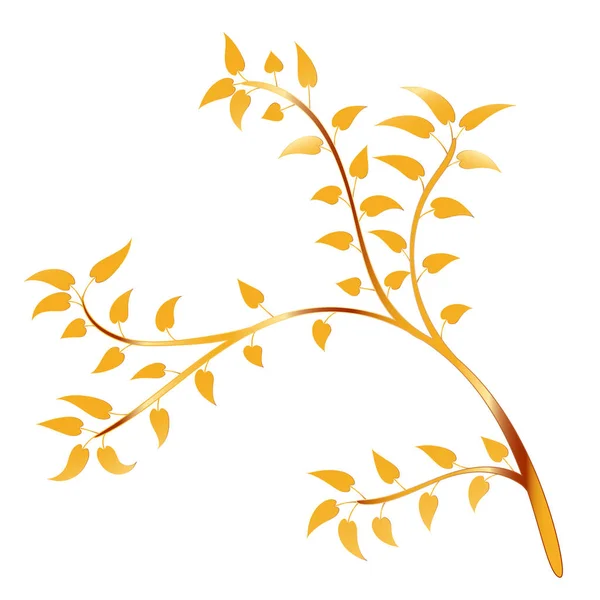 Golden Tree Leaf Isolated Black Background Vector Illustration — стоковий вектор