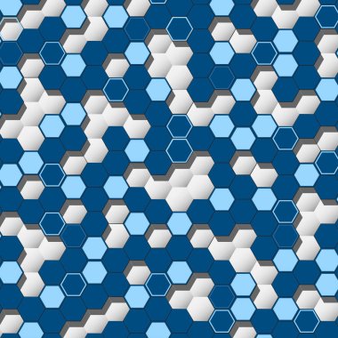 Mavi altıgenler geometrik desen arkaplan, vektör illüstrasyonu
