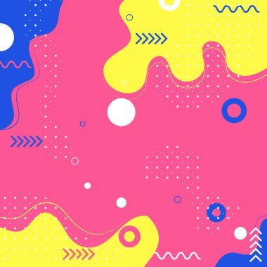 Memphis tarzı arka planında soyut yaz arkaplanı, şekiller ve geometrik elementler