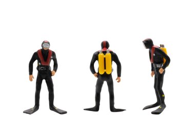 Minyatür insanlar: Scuba dalgıcı kırpma yolu ile beyaz arkaplanda izole edildi