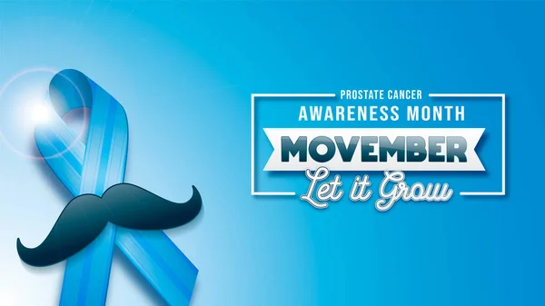 Movember, mês de conscientização sobre câncer de próstata — Vetor de Stock