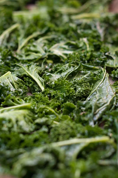 Verse Groene Voedzaam Biologische Boerenkool Voorbereid Voor Het Koken Geboekt — Stockfoto