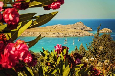 Yunanistan ege okyanus güzel bir geniş açı manzara görünümü,