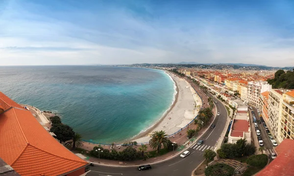 Panoramisch Arial uitzicht op de Engelse Promenade, Promenade d Angla — Stockfoto