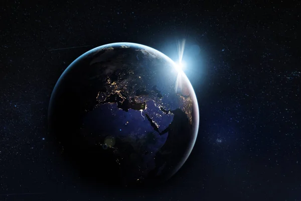Gece dünya gezegeni. Nasa tarafından döşenmiş bu görüntü elemanları