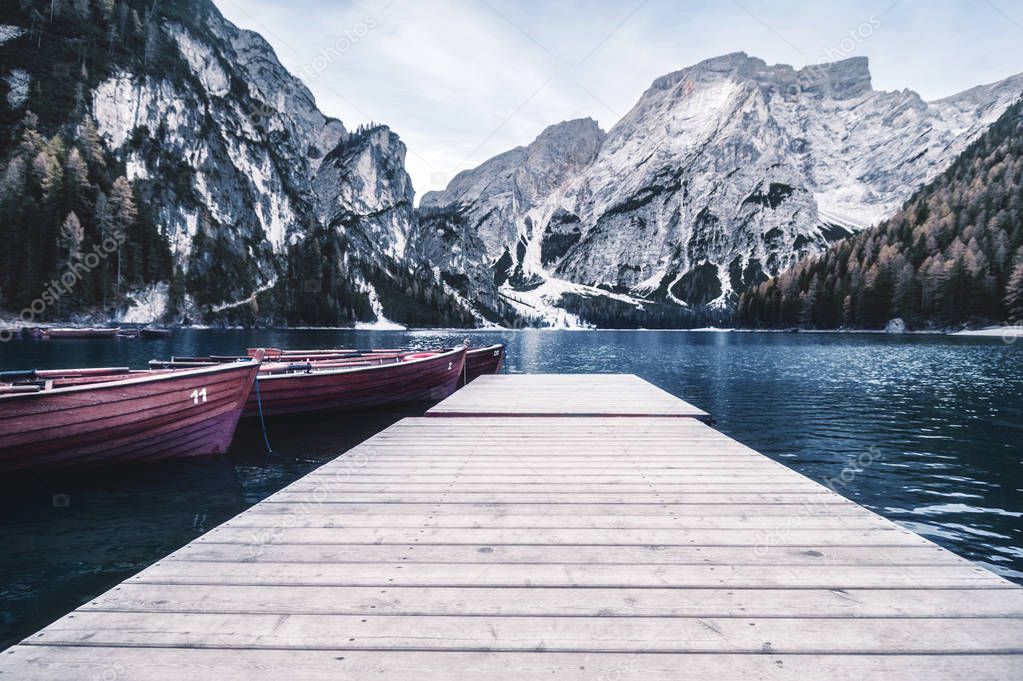 most famous and touristic  italian mountain lake. Lago di Braies