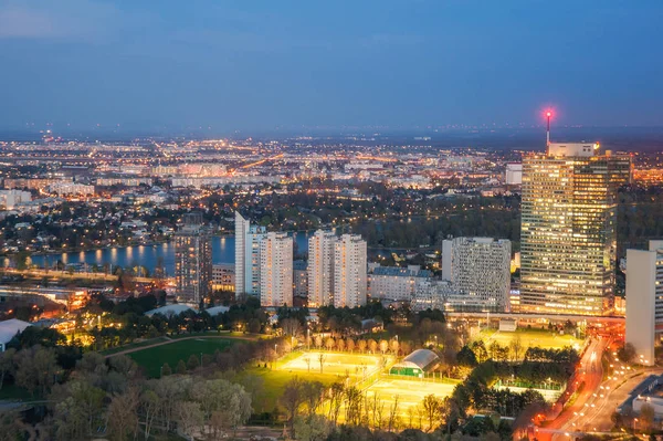 Panoramic View Night European City Vienna Austria — Stock Photo, Image