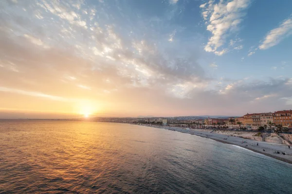 Vista panoramica sul lungomare inglese, Promenade d Anglais in — Foto Stock