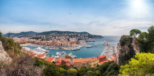 Panoramiczny widok na port w Nicei, Francja — Zdjęcie stockowe