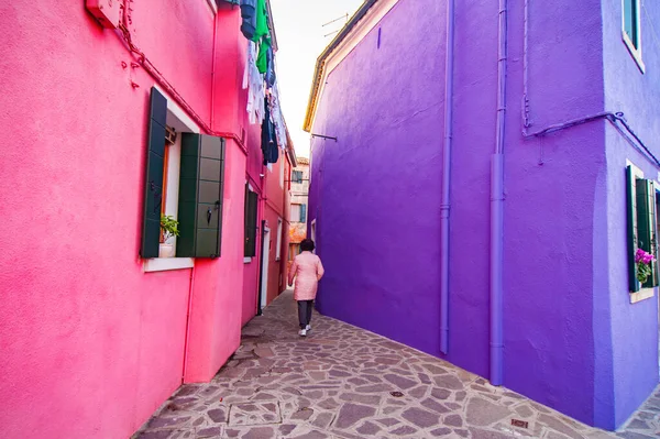 Burano Itália Novembro 2017 Famosos Edifícios Coloridos — Fotografia de Stock