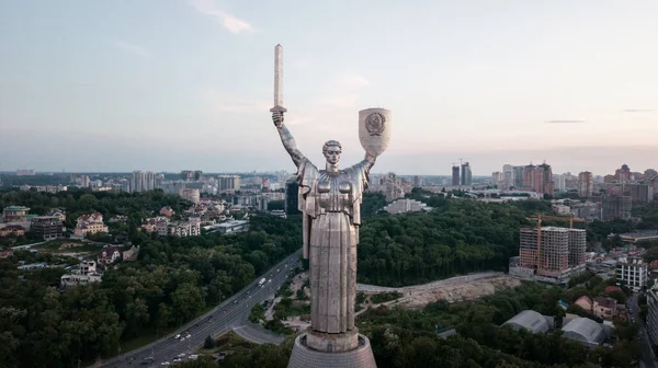 Αεροφωτογραφία Της Μητρικής Γης Μνημείου Κίεβο Ουκρανία Σφηνάκι — Φωτογραφία Αρχείου