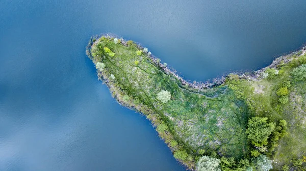 Amazing Aerial View Green Island Blue Water Drone Shot Natural — Stock Photo, Image