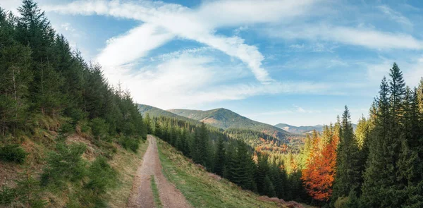 Dağlarda Güzel Bir Altın Sonbahar Kırsal Yol Doğal Arka Plan — Stok fotoğraf