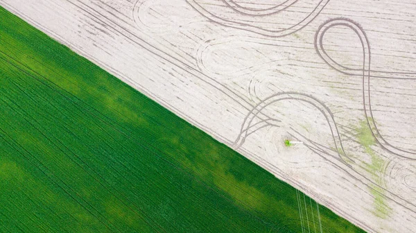 Vue Aérienne Champ Herbe Vert Naturel Printemps Été Fond Coup — Photo