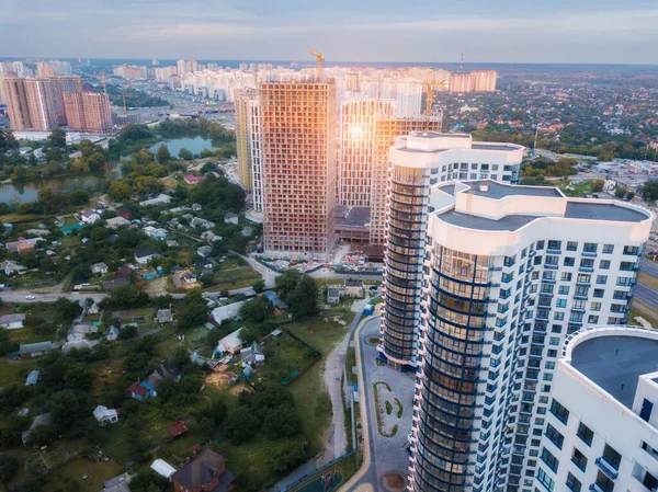 Vista Aérea Cidade Olho Pássaro Tiro Drone — Fotografia de Stock