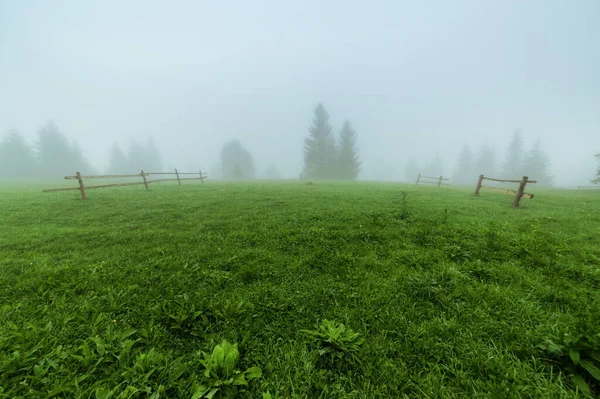 Nebliger Morgen Dorf Herbstlandschaft Natürliches Rückgrat — Stockfoto