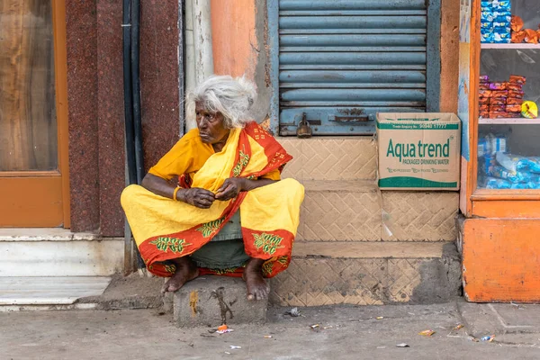 Chennai Tamil Nadu Indien August 2018 Eine Ältere Inderin Einem — Stockfoto