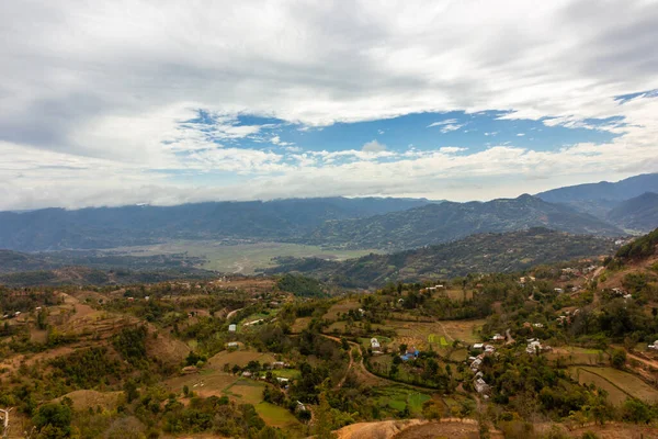 Nuvens Dramáticas Pairando Sobre Vale Verde Cidade Tansen Nepal — Fotografia de Stock