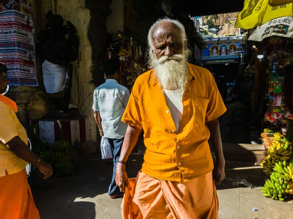 Trichy Tamil Nadu Índia Fevereiro 2020 Homem Indiano Idoso Roupas — Fotografia de Stock