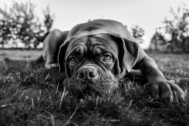 Fransız zorba çimenlerde oynuyor.