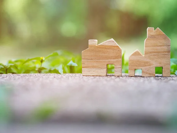 Close House Models Ground Green Blurred Background — Stock Photo, Image