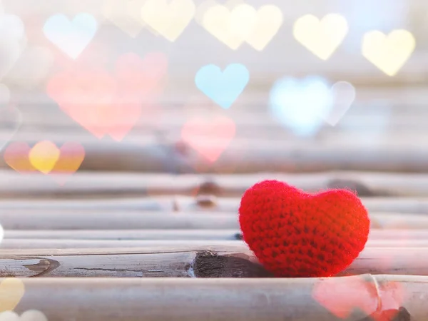 Kırmızı Minder Kalp Şekli Sevgililer Arka Plan Için Bokeh Kopya — Stok fotoğraf
