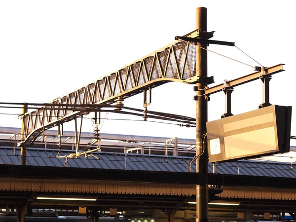 Steel structure and blank light box timetable information at tra — Zdjęcie stockowe