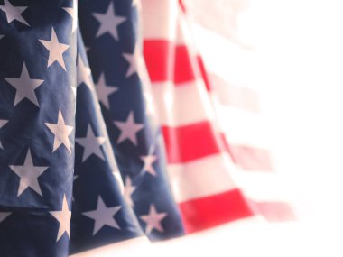 4 Temmuz bayram arkaplanı için Amerikan bayrağının kapanışı, klasik filtre etkisi. Bayrak günün kutlu olsun.