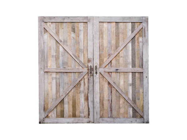 Close Wooden Closed Door Old Barn Isolated White Background — Stock Photo, Image