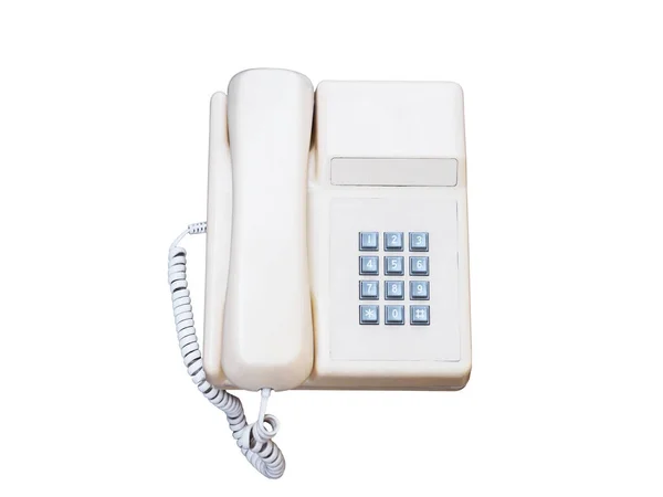 Top Vista Vintage Creme Telefone Isolado Fundo Branco — Fotografia de Stock