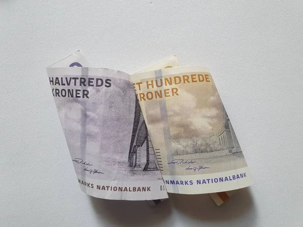 Banknoty Duńskie Różnych Nominałach Stole — Zdjęcie stockowe