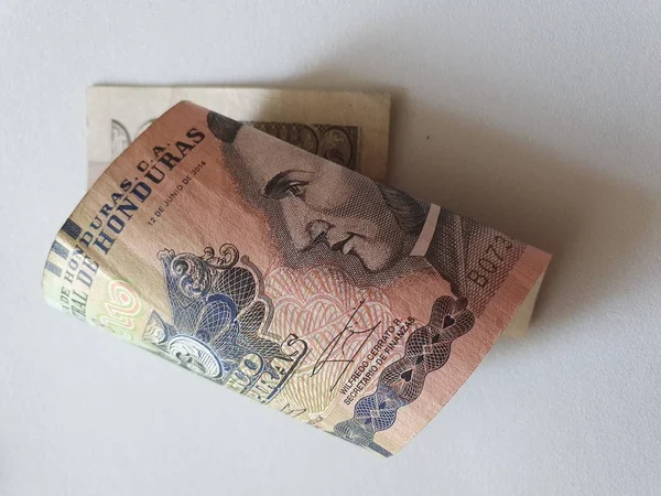 Billete Hondureño Cinco Lempiras Sobre Mesa — Foto de Stock