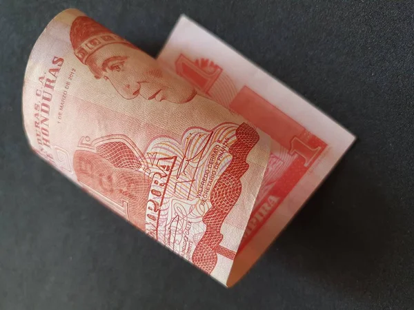 Honduran Banknote One Lempira Blac Background — 图库照片