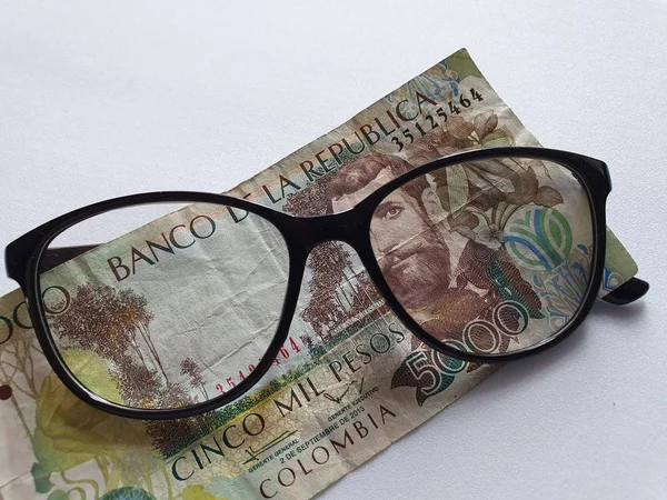 Inwestycja Promocja Rzecz Lepszej Wizji Kolumbijski Banknot 5000 Pesos Czarne — Zdjęcie stockowe