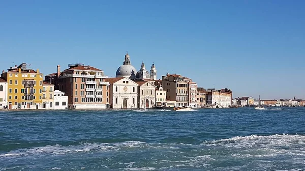 Landscape Pier Area Venice Italy Seen Boat Sunny Day — Stock Photo, Image