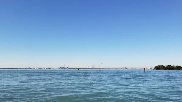 Landscape Pier Area Venice Italy Seen Cruise Sunny Day — Stock Photo, Image