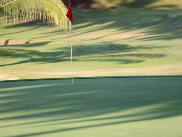 Campo Golfe Área Buraco Com Grama Natural Uma Zona Clima — Fotografia de Stock