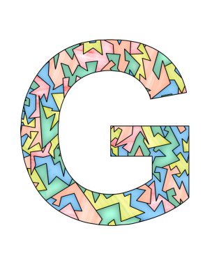 Pastel boyalı cam stili ve desenli G harfi, arkaplan ve doku