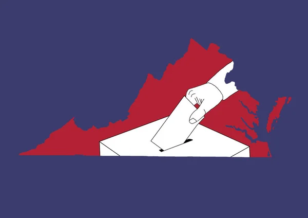 Virginia Eyaletinin Kırmızı Mavi Arkaplanlı Haritasıyla Bir Sandığına Atarak — Stok fotoğraf