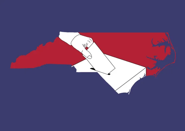 Votar Una Urna Electoral Con Mapa Del Estado Carolina Del —  Fotos de Stock