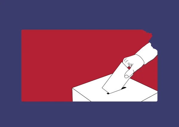 Hand Gibt Ihre Stimme Einer Wahlurne Mit Einer Karte Des — Stockfoto