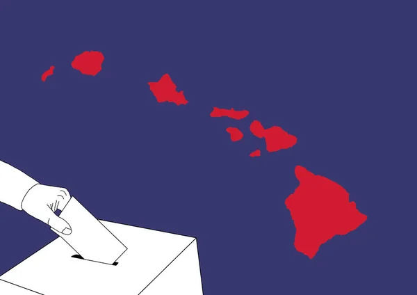 Hand Gibt Ihre Stimme Einer Wahlurne Mit Einer Karte Des — Stockfoto
