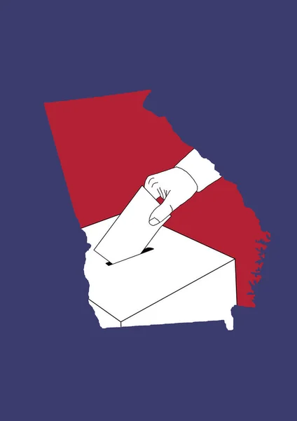 Votar Una Urna Electoral Con Mapa Del Estado Georgia Fondo —  Fotos de Stock