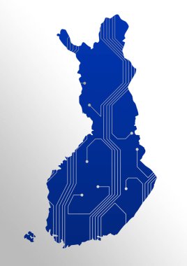 Finlandiya haritası ile elektronik bileşen bağlantılarının simülasyonu