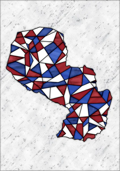 Цифрова Ілюстрація Картою Країни Парагвай Стилі Вітражу Червоними Синіми Білими — стокове фото