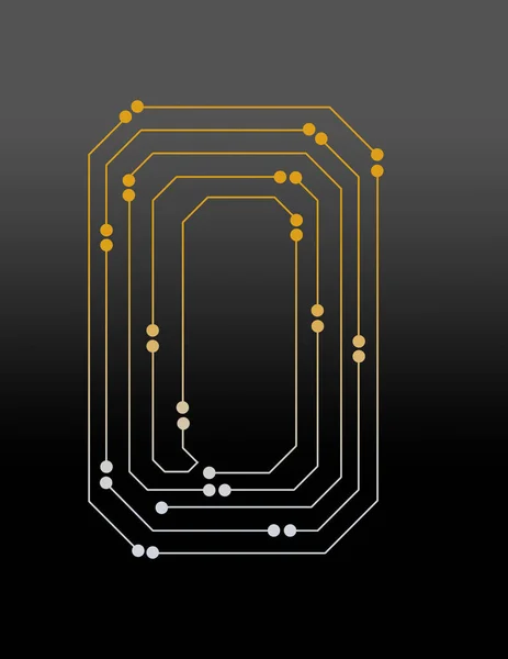 Zahl Mit Linien Und Punkten Die Ein Elektronisches Bauteil Simulieren — Stockfoto