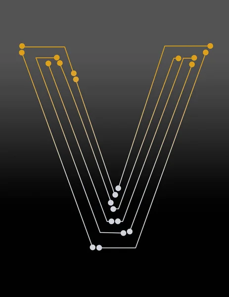 Buchstabe Mit Linien Und Punkten Die Ein Elektronisches Bauteil Simulieren — Stockfoto