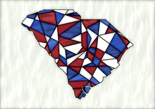 Ilustração Digital Com Mapa Estado Carolina Sul Estilo Vitral Com — Fotografia de Stock